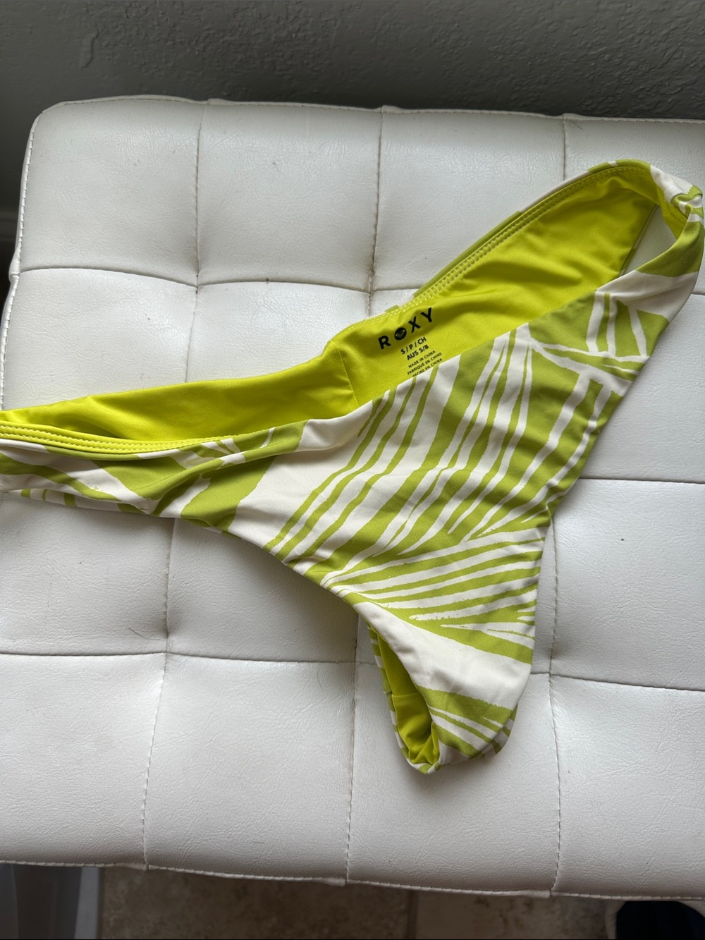 Roxy Lime and Cream Bali breaks hipster cheeky Bikini Bottom sz S